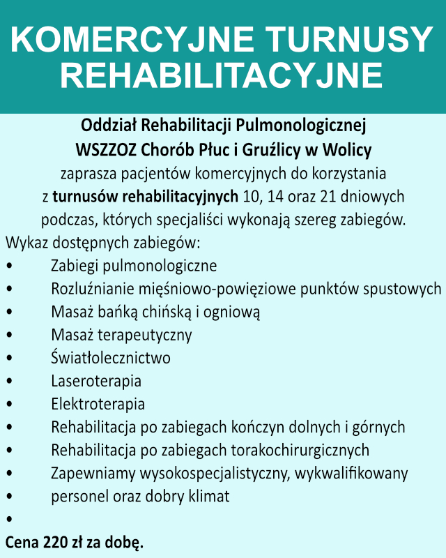 Komercyjne turnusy rehabilitacyjne, Szpital Wolica w Kaliszu