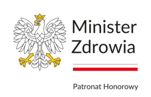 wizerunek orła w koronie, po prawej stronie orła napis Minister Zdrowia Partonat Honorowy