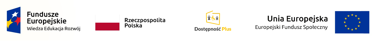 Logo Fundusze Europejskie, Rzeczypospolita Polska, Dostępność Plus, Unia Europejska