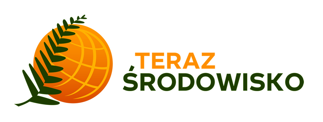 logo Portalu Teraz środowisko zielono pomarańczowe, zielony listek paproci a w tle pomarańczowa kula zielmska, obok napis na pomarańczowo teraz a pod spodem na zielono środowisko